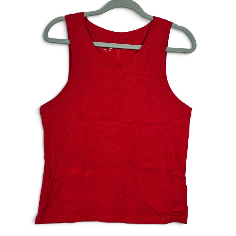 J.Crew Tank Women Small Girlfriend Red Slub Cotton Sleeveless Crew Neck Top